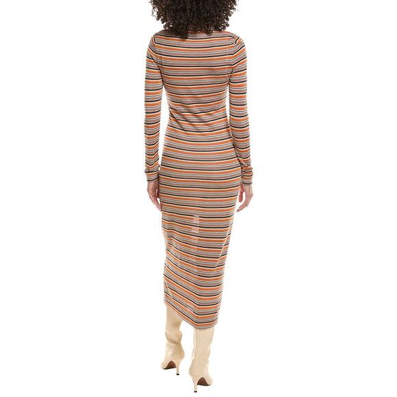 chinese dress ladies Missoni M Pastel Green and Pink Gold Stripe Knit Sleeveless Maxi Dress